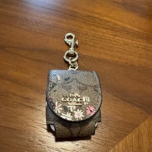 Coach Brown Floral Key Chain AirPod Case